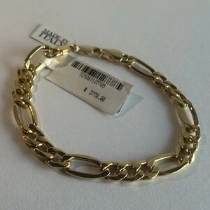 saks fifth avenue 14K Gold Mens Bracelet Figaro Made In Italy NWT $3770